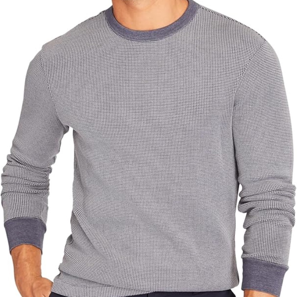 Thermal Long Sleeve Crewneck Sweater - New With Tags - NEVER WORN - Blue Mix